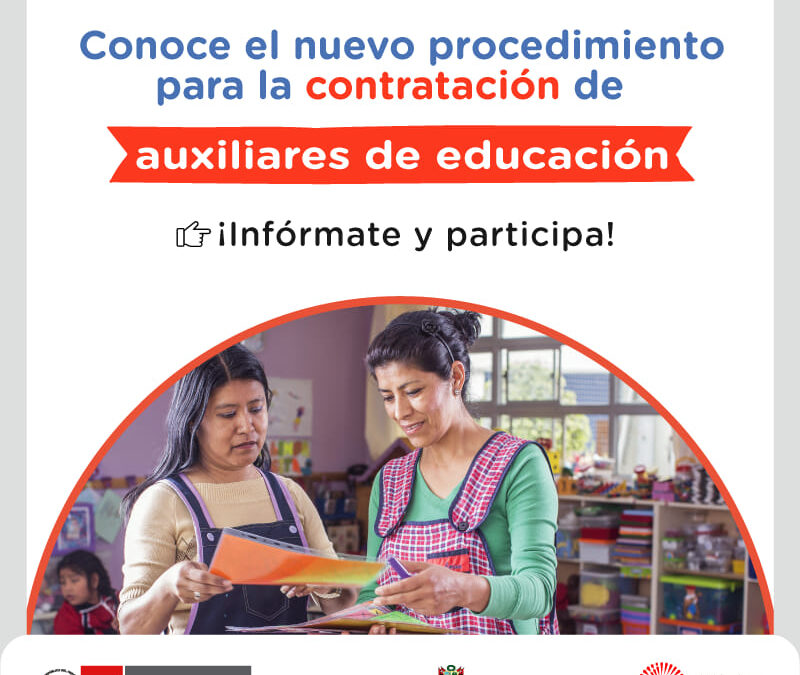 ￼ ¡Atención, auxiliar de educación! Mediante RVM 007-2023-MINEDU se ha aprobado el nuevo procedimiento para la contratación 2023. Más información sobre la nueva norma aquí ￼ https://bit.ly/ContratacionAuxiliares2023