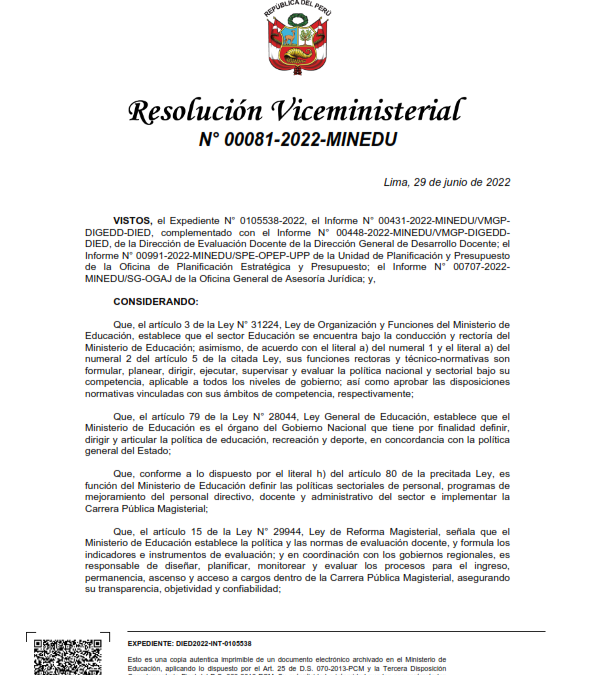 RVM_N°_081-2022-MINEDU.pdf. Concurso ingreso a la CPM