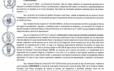 RESOLUCIÓN DIRECTORAL Nº 2141-2024-UGEL PASCO