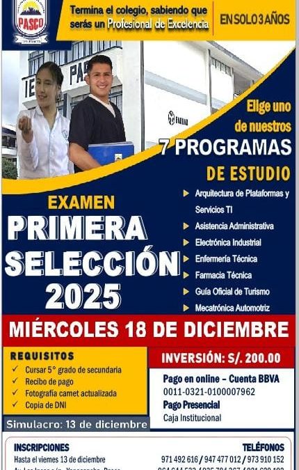EXAMEN PRIMERA SELECCIÓN 2025 IES- PASCO