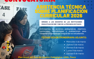 UGEL Pasco convoca a la Asistencia Técnica: «Planificación Curricular 2026