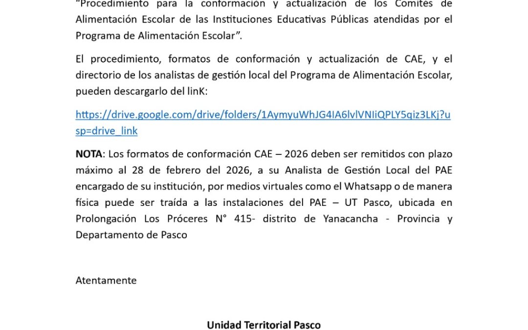 COMUNICADO PAE